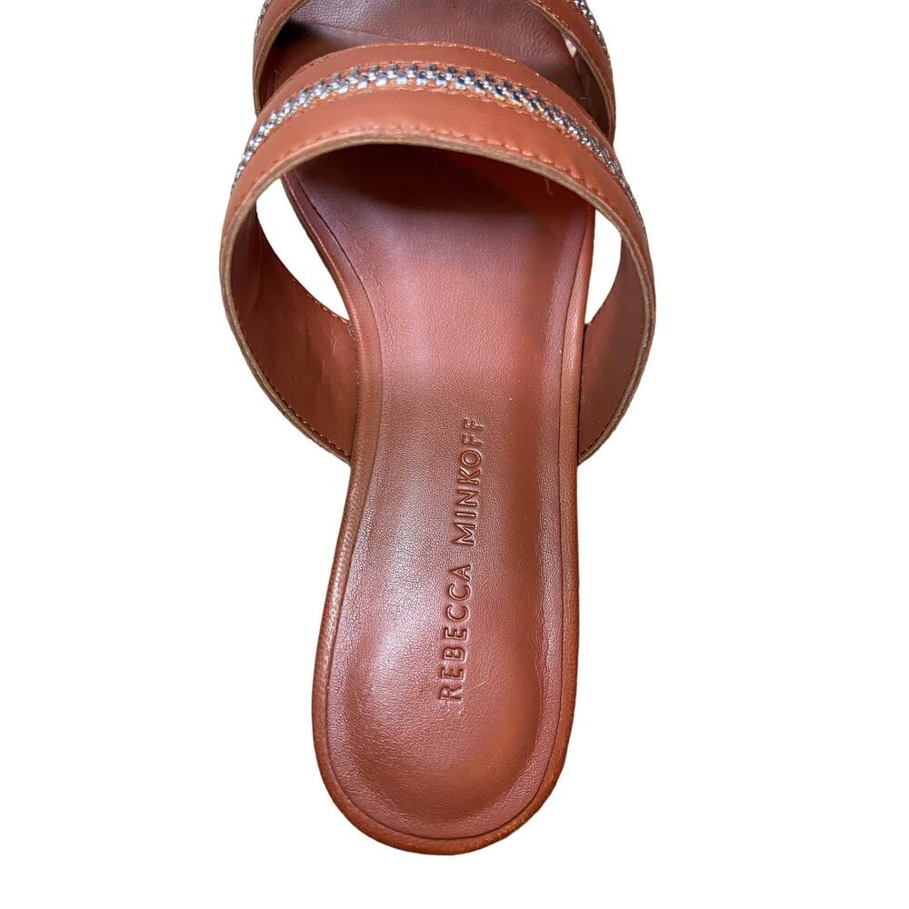 Rebecca Minkoff Leather Marciann Zipper Slip On Wide Strap Sandals Brown Size 7 - Picture 4 of 5